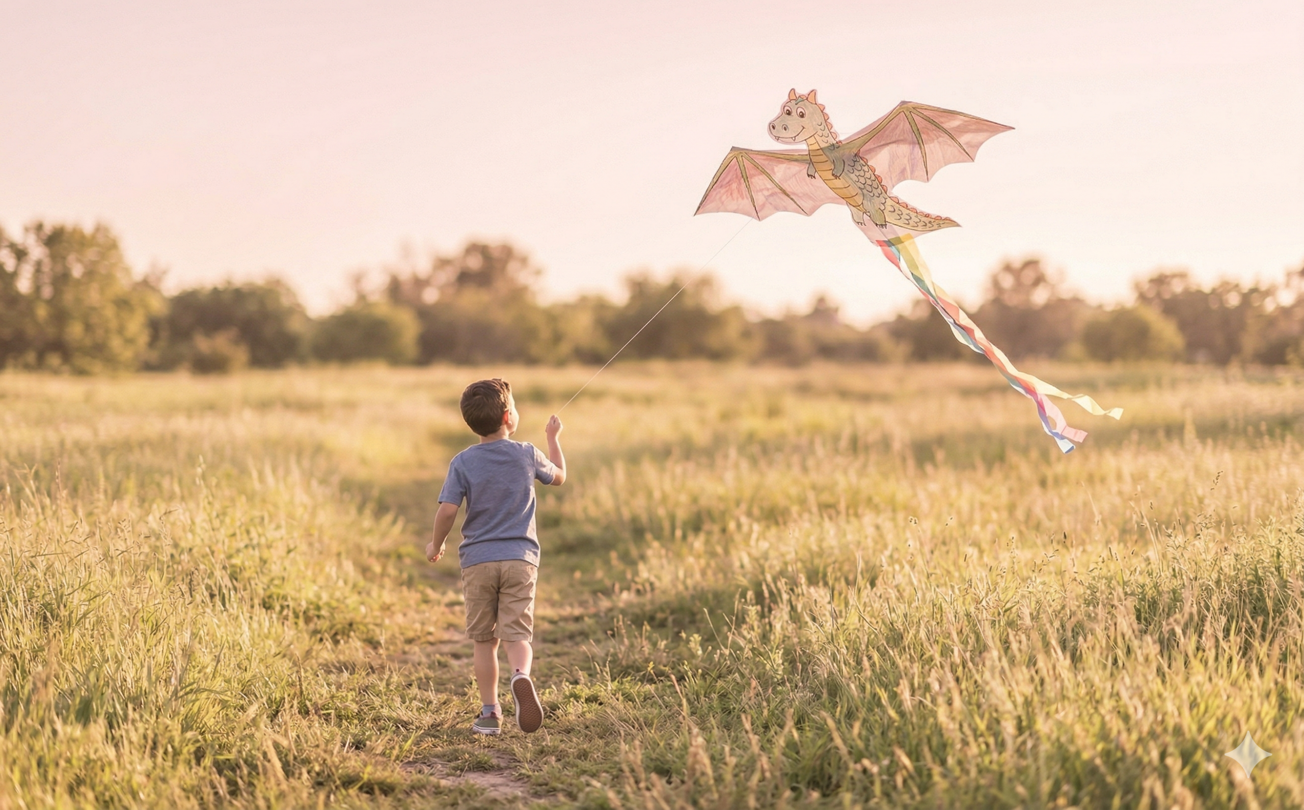 Junge lässt Drachen steigen